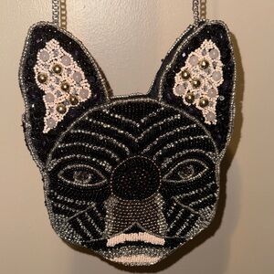Beaded Frenchie Dog Face Purse